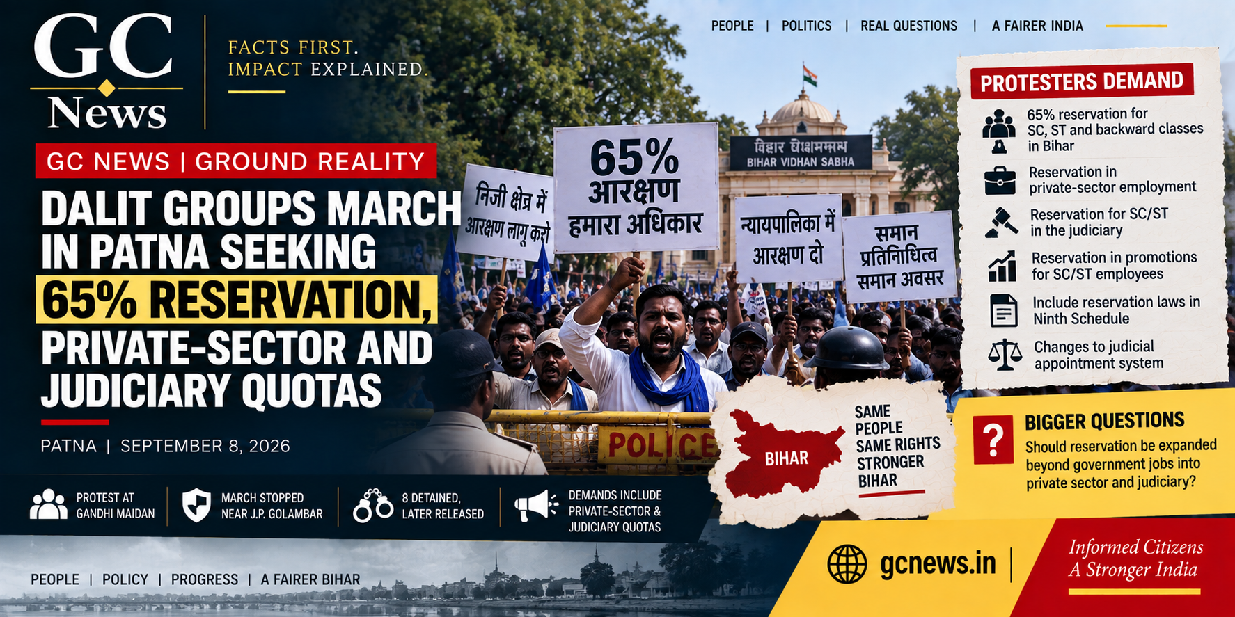 Dalit Groups March in Patna Seeking 65% Reservation, Private-Sector and Judiciary Quotas